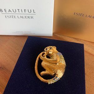 Estee Lauder Good Luck Charms Dazzling Monkey Solid Perfume Compact - NIB